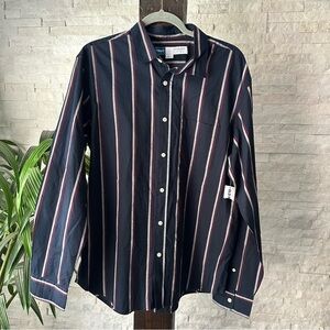 OLD NAVY Regular Fit “Everyday Shirt” Navy Blue Stripe Button Down Size Large